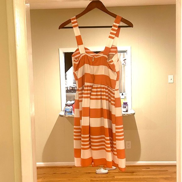 Dee & Ray Peach & Ivory Striped Dress SIZE: EXTRA SMALL - Picture 3 of 6